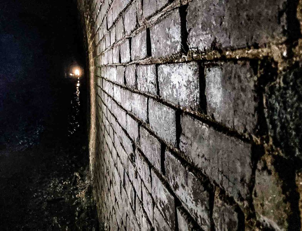 Brick lined walls of Blue Ridge Tunnel.